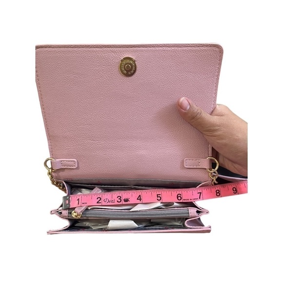 NWOT Betsey Johnson dusty pink gold skulls faux leather crossbody - Picture 9 of 10